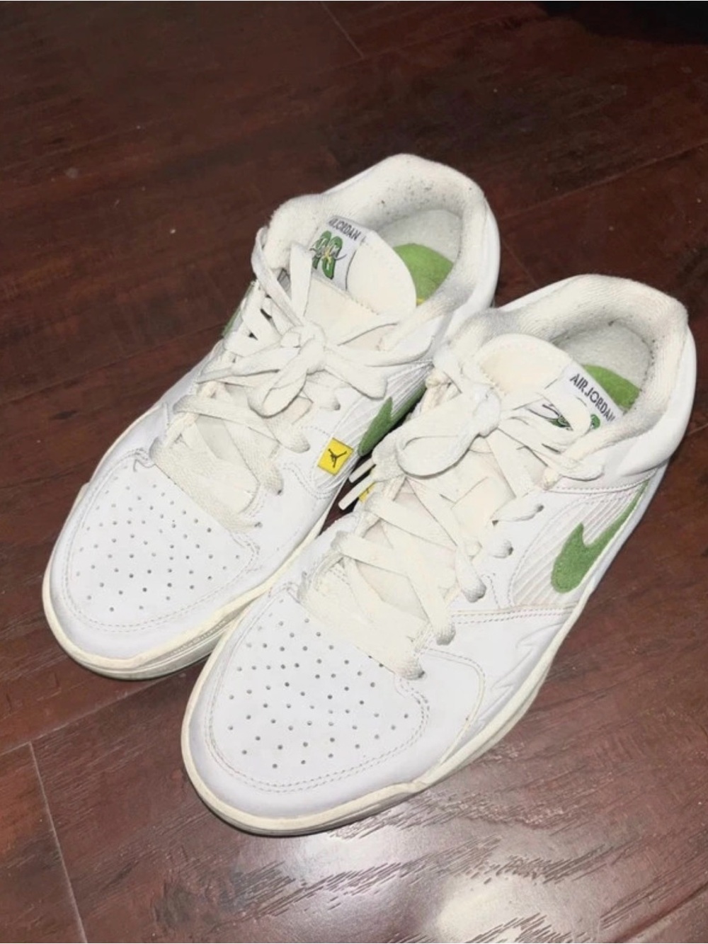 Nike Kids White Sneakers with Green Swoosh